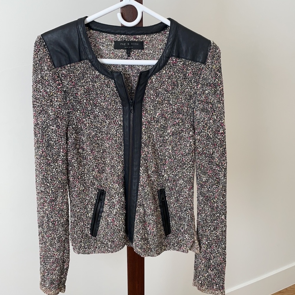 Rag & Bone Tweed and Leather Trim Jacket